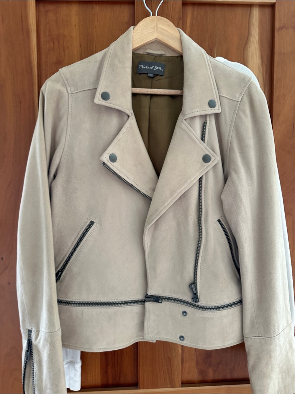 Michael Stars Taupe Suede Moto Jacket